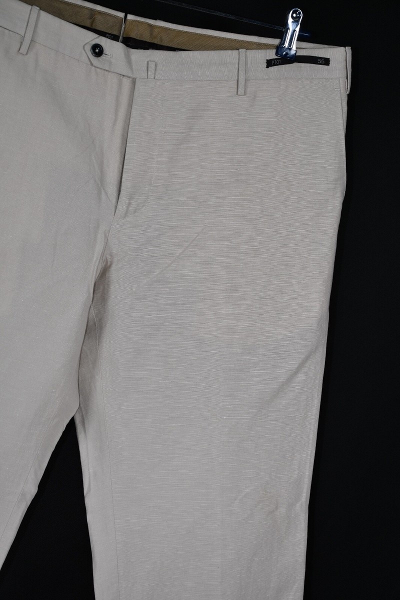 PT01 Slim Fit Linen Cotton Blend Superfine Men's Pants Dress
