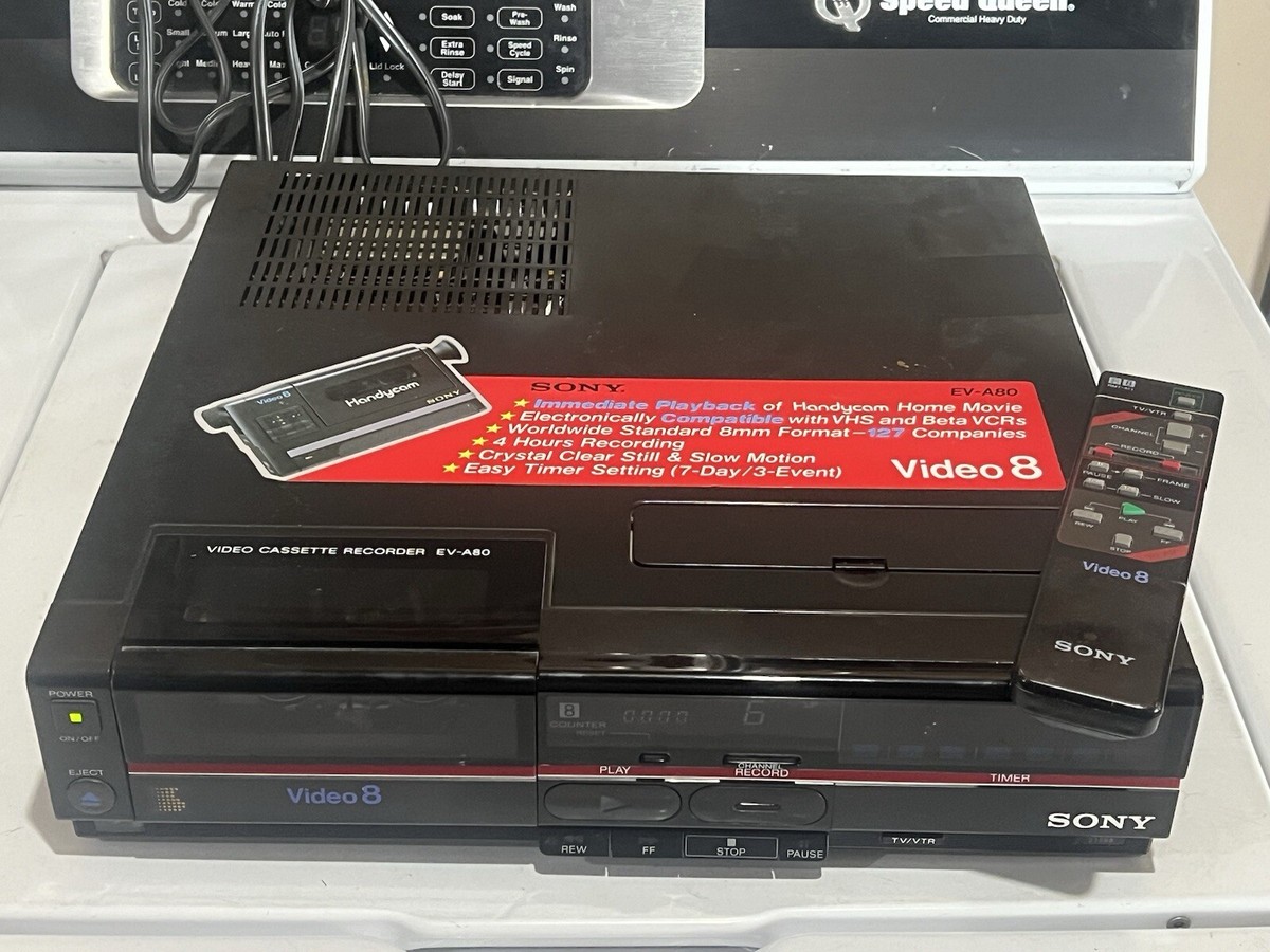 SONY VIDEO CASSETTE RECORDER EV-A80 ビデオ Sony EV-A80 Video 8 Cassette Recorder VCR Deck W/ Remote Untested