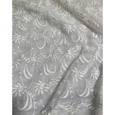White Floral Waves Embroidered Tulle Lace Fabric