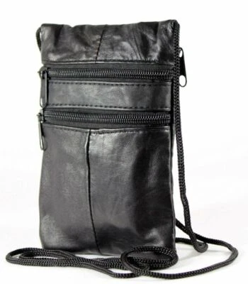 LORENZ Small Crossbody Phone Bag Purse LEATHER Shoulder Pouch Messenger Unisex