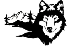 Forest Mountain Wolf 7" x 5" Vinyl Decal Car Truck Camper Window Door Laptop