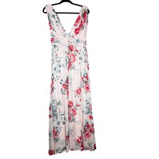Lulu  s Dress Medium Pink Maxi Long Gown Blush Floral Roses Prom Wedding Party