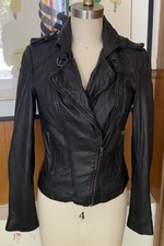 Muubaa Leather Asha Biker Moto Jacket Sz 4 No Belt Black