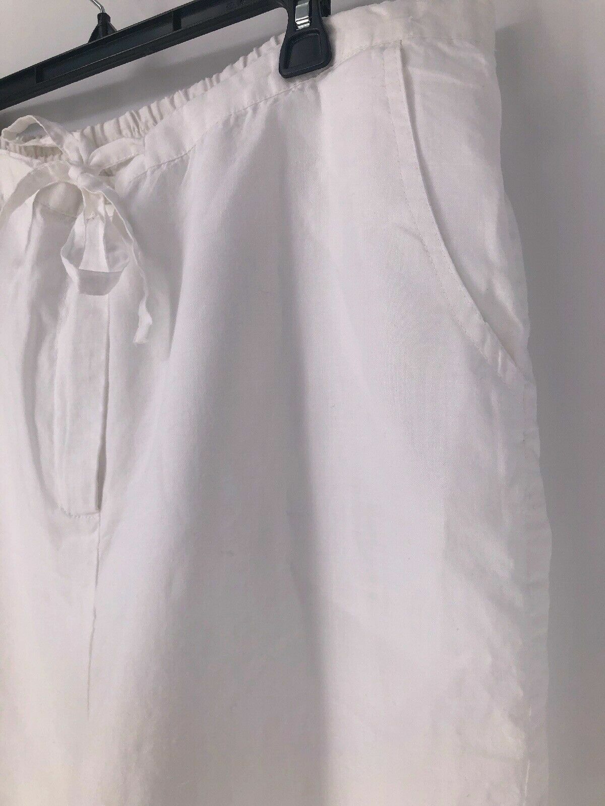 Rene Margo Solid White Lined Drawstring Ramie Wid… - image 4