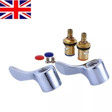 Universal 1/2" Replacement Lever Taps Tops & Quarter Turn Tap Valves Kit 2 Set