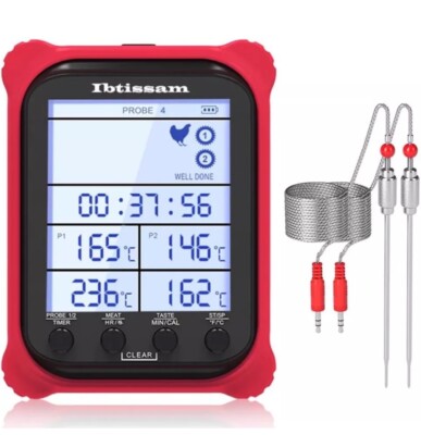 Ibtissam Smart Wireless Thermometer, Dual Probe Digital Grill Thermometer NEW