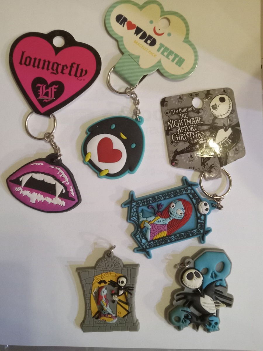 Vintage PVC Loungefly Keychain Lot Fangs Crowded Teeth Penguin Jack Skellington