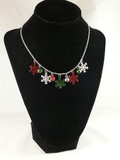 Claire's Necklace Holiday Snowflakes and Jingle Balls 14" USA SELLER
