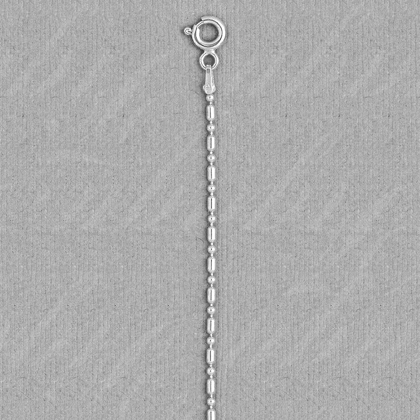 ITALY-925 Sterling Silver BEAD & BAR 1+1 Chain Necklace-Ball