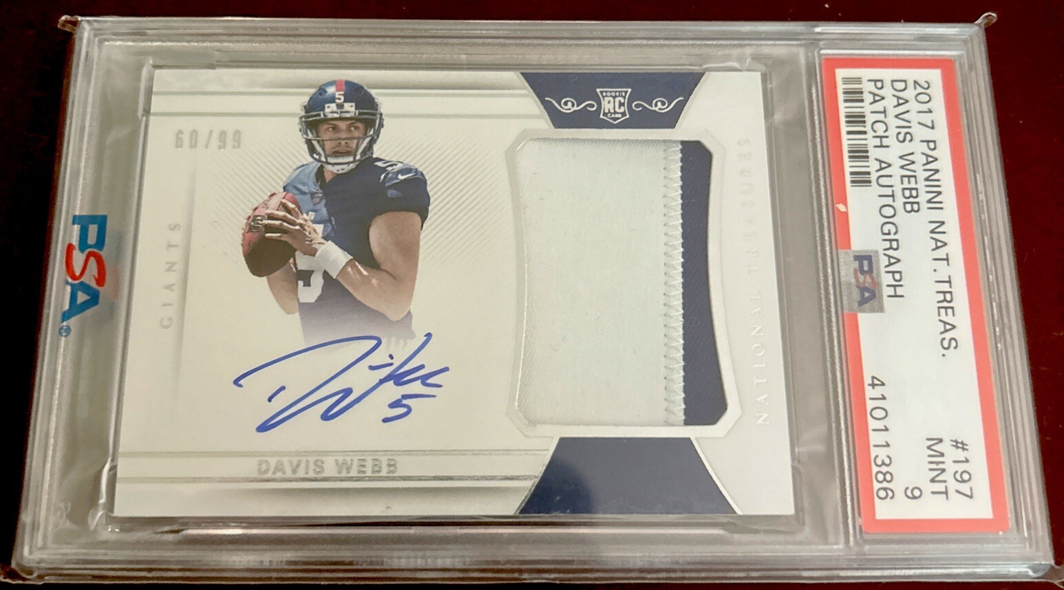 Davis Webb Panini National Treasures #197 Patch Autograph