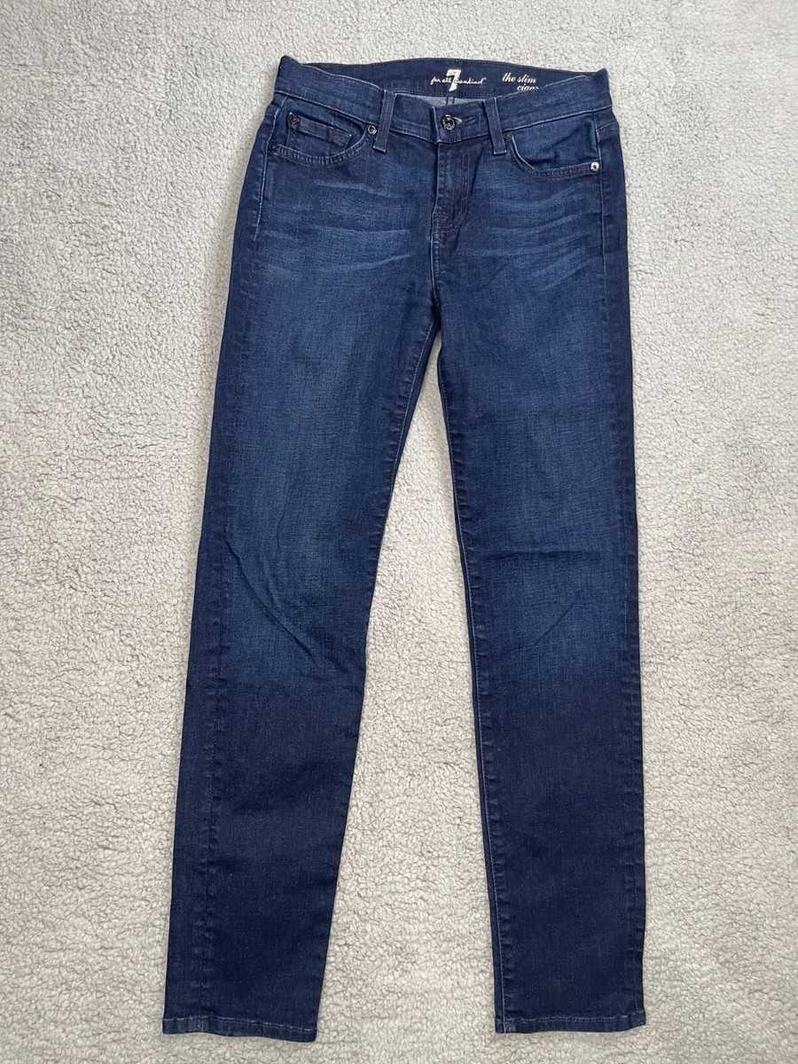7 For All Mankind The Slim Cigarette Size 26 Blue Dark Wash Jeans W27 x  L28.5