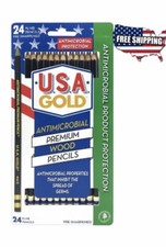 USA Gold Antimicrobial Pre Sharpened 2 Pencils 6 packs of 24 Free Shipping