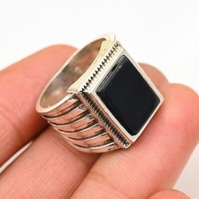 Black Onyx Men's Ring 925 Sterling Silver Handmade-Statement Ring All Size BJ340