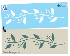 Joanie Stencil Primitive Wood Vine Twig Berries Pip Berry Branch Border DIY Sign