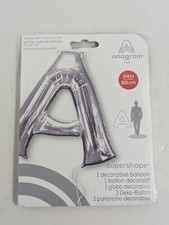 Anagram Super Shape Decorative Foil Balloon Letter "A" 34 in/86 cm Silver New