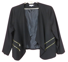 CJ1276- CALVIN KLEIN Women's Blazer Jacket Open Front Solid Lined Black Size 24W