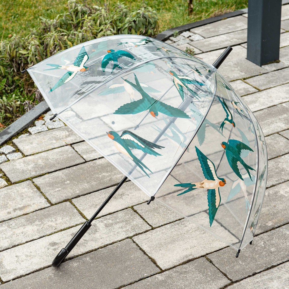 Cornelissen Regenschirm Mit Eulen-Motiv & Holzgriff – Automatik-Stockschirm, Ø 91 Cm