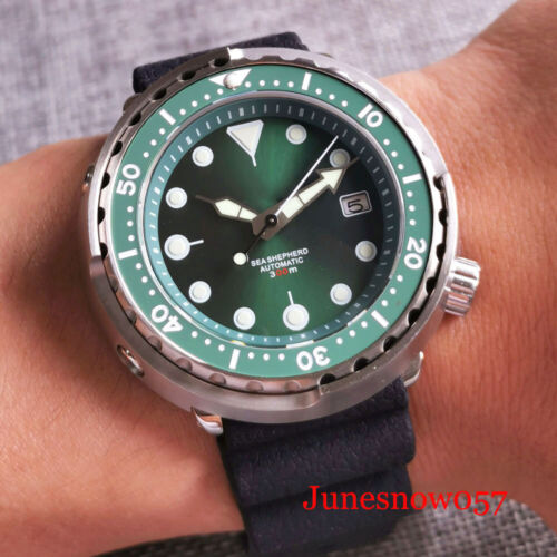 Luxury Diver 46.5mm Men Watch NH35A Automatic Wristwatch Can Case Green Luminous - Picture 5 of 15
