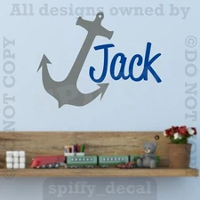 MONOGRAM Personalized Name Vinyl Wall Decal Sticker Nursery Boy Girl Boat Anchor