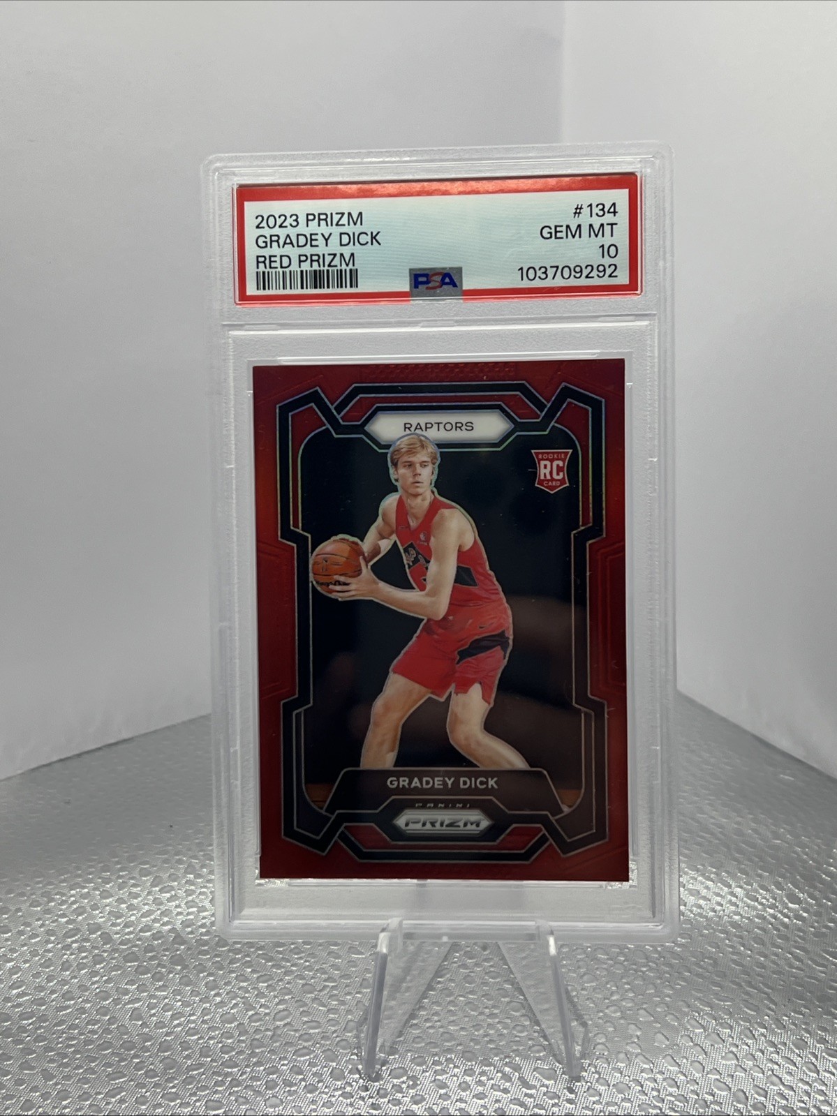 2023 PANINI PRIZM RED #134 GRADEY DICK RC #/299 PSA 10