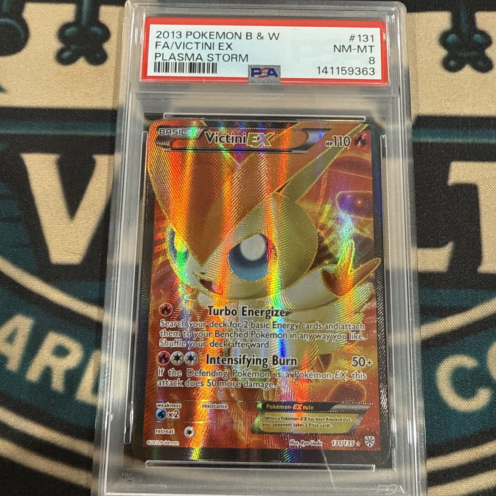 POKEMON 2013 B&W VICTINI EX (131 FULL ART) 131/135 PLASMA STORM HOLO PSA 8