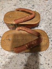 Vintage Japanese Pokkuri Wood Lacquer Geta Maiko Geisha Sandal Kimono Shoes