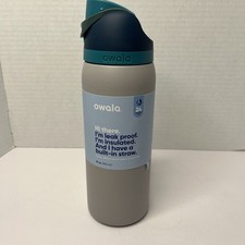 Owala FreeSip 32oz Stainless Steel Water Bottle Insulated Leak Proof Gray Whale