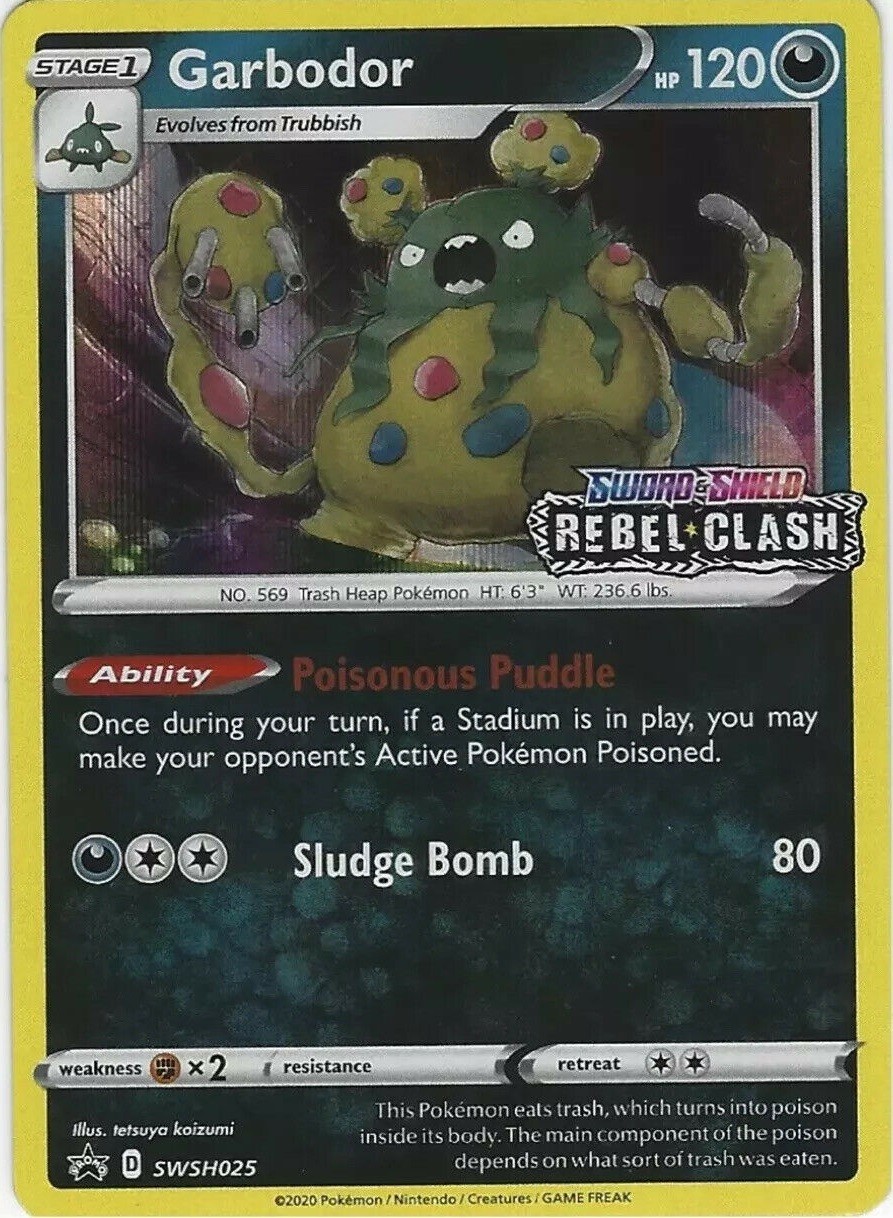 Near Mint - 1 x Pokemon Garbodor - SWSH025 - Pre-Release Promo Sword and Shield
