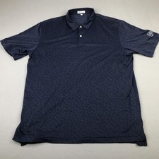 Peter Millar Polo Shirt Mens 2XL Blue Golf Performance Patterned Short Sleeve