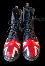 Dr Martens 1460 Britain Union Jack England Flag Black Red Leather Boots Uk 3
