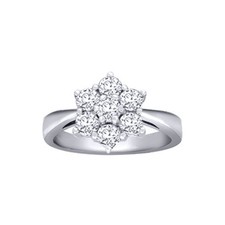 Image of 18ct White Gold Jewelco London 1.25ct Diamond 7 Stone Flower Cluster Ring