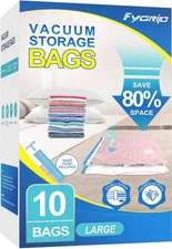 Fygrip 10 Pack Large Vacuum Storage Bags with Hand Pump Plastic Packaging Bag...