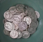 Lot of 58 - Washington Quarters - 90% Silver - random dates 1940-1949