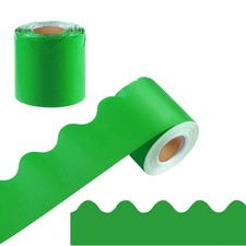 69 Feet Bulletin Board Borders, Pure Green Scalloped Rolled Border Trim Board...