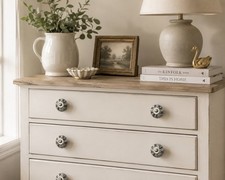 Grey Blue Painted Art Ceramic Drawer Knobs Set of 4 Cabinet Pull Handles
