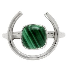 Natural Malachite Eye - Congo 925 Sterling Silver Ring s.8 Jewelry R-1036