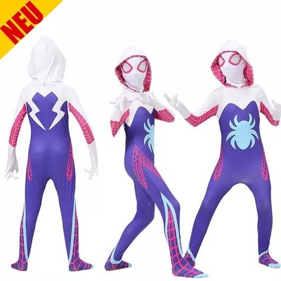 DE Kinder Mädchen Ghost Spider Stacy Gwen Cosplay Kostüm Jumpsuit Fancy Kleid