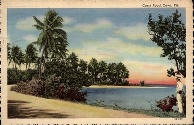 Coast Road Cuva Fiji vintage postcard e361