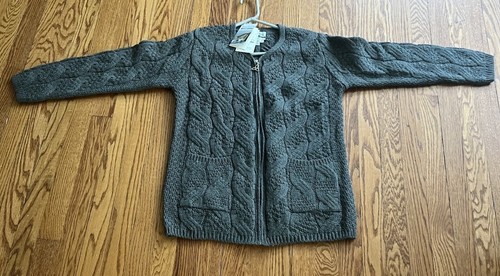 Aran Crafts Sweater Merino Wool Cable Knit Full Zip Women's Size S - Picture 2 of 7