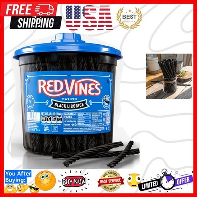 Red Vines Black Licorice Candy Black Licorice Soft Chewy Candy Twists 3.5 Lb Jar
