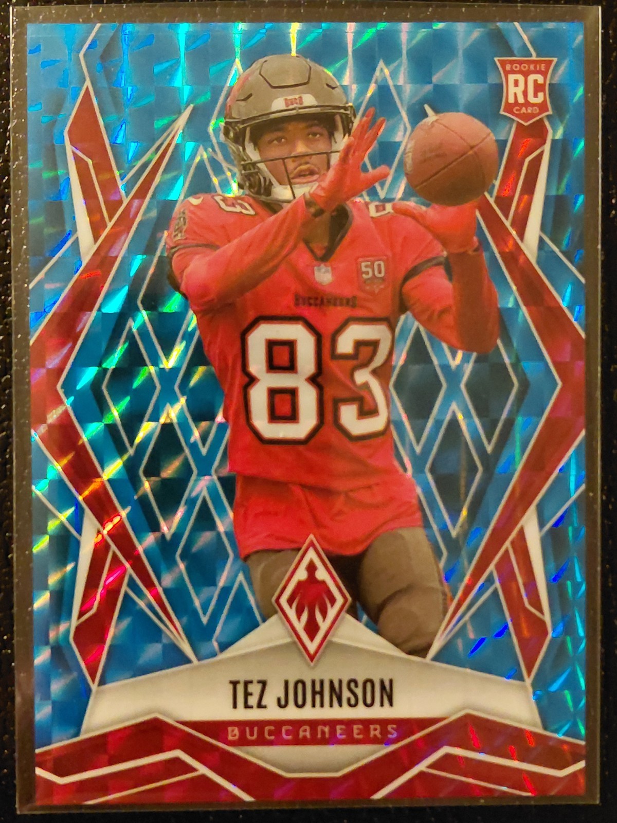 2025 Panini Phoenix Tez Johnson RC Rookie #166 Light Blue Pyramids /385