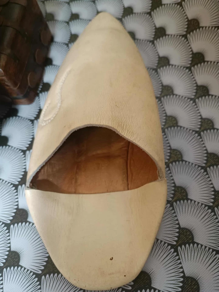 Babouches de cuero marroquí vintage - Zapatillas tradicionales hechas a mano de 30 años Foto 4 de 4