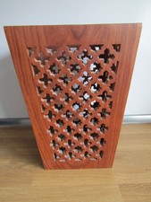 Vintage Carved Cutwork Solid Wooden Folding Waste Paper Bin Storage