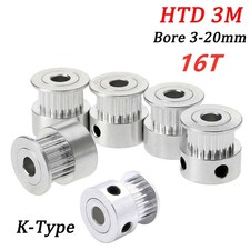 HTD 3M Timing Belt Pulley K-Type 16T Bore 3-20mm For 10/15mm Wide Belt, CNC