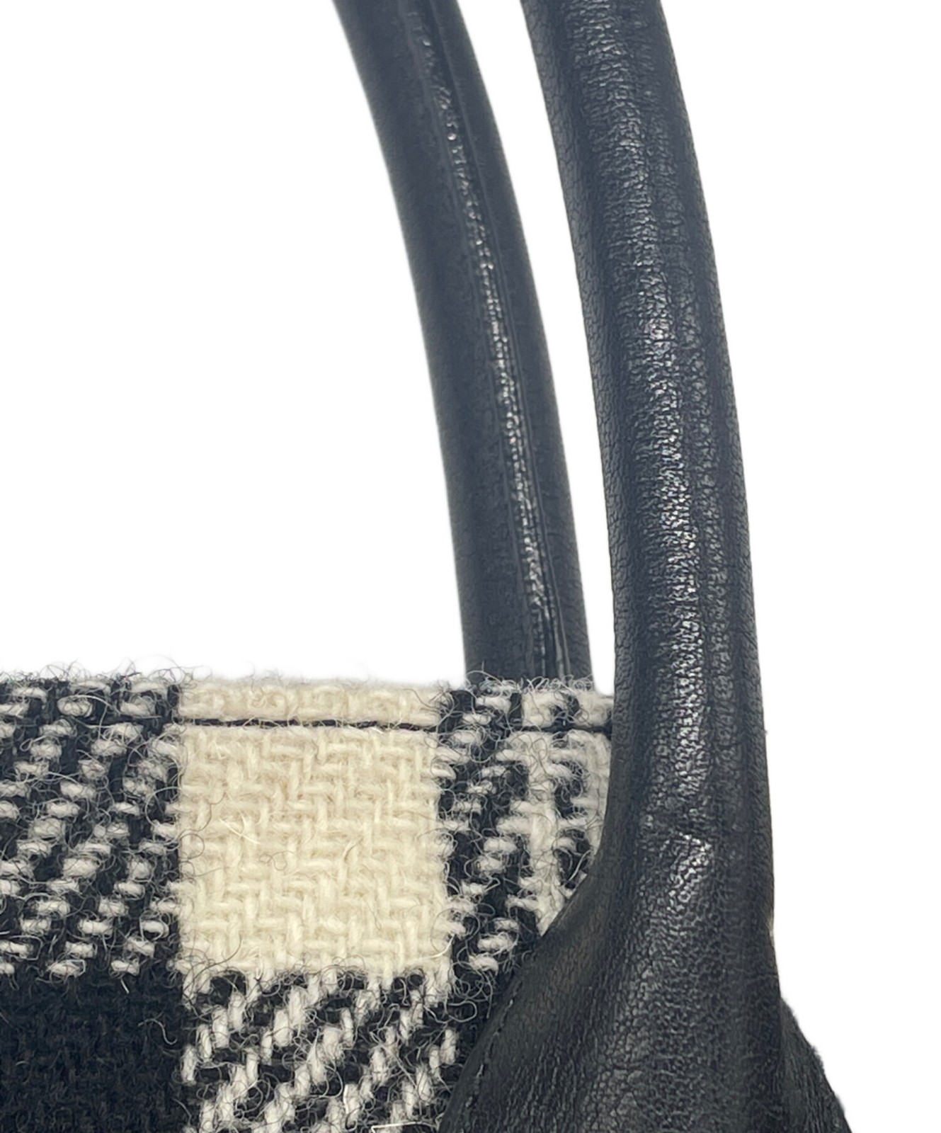 SAINT LAURENT Rive Gauche Tote Bag Black Canvas Tweed Leather Logo SR0332 thumbnail 10