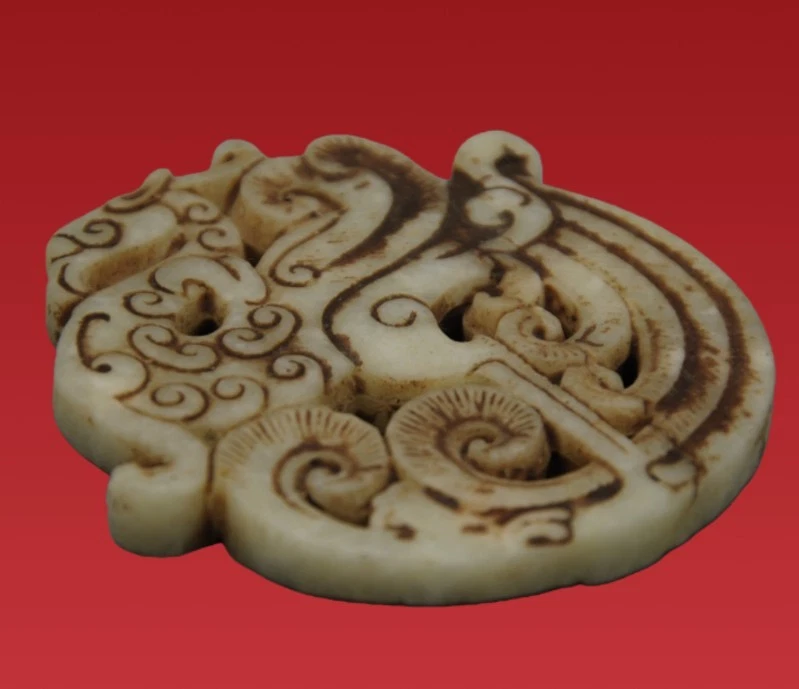 Pingente de jade chinês antigo intrincado escultura em fênix decoração aberta - Imagem 4 de 4