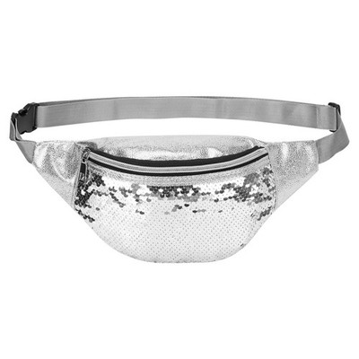 DTGN Bauchtasche mit Pailletten für Damen, 29 x 7 x 13 cm / 11,4 x 2,75 x 5,11 cm, silber 