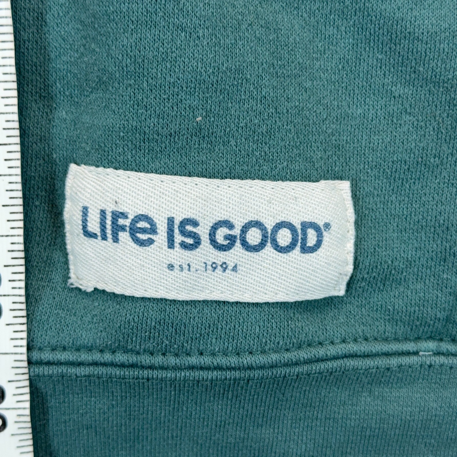 Life is Good Hoodie Mens Small Green Forest Mountains Graphic Print Outdoor image 7