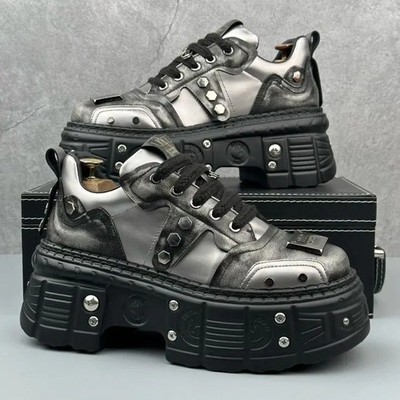 Men's Heightening Fried Street Metal Punk Style Shoes Retro Trend Platform Boots