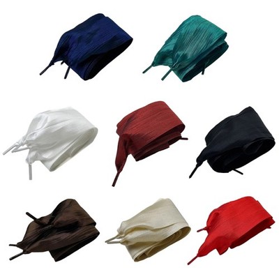 Colorful Crinkled Satins Wide Shoelace Ribbons Shoe Strings Footwear Accessories